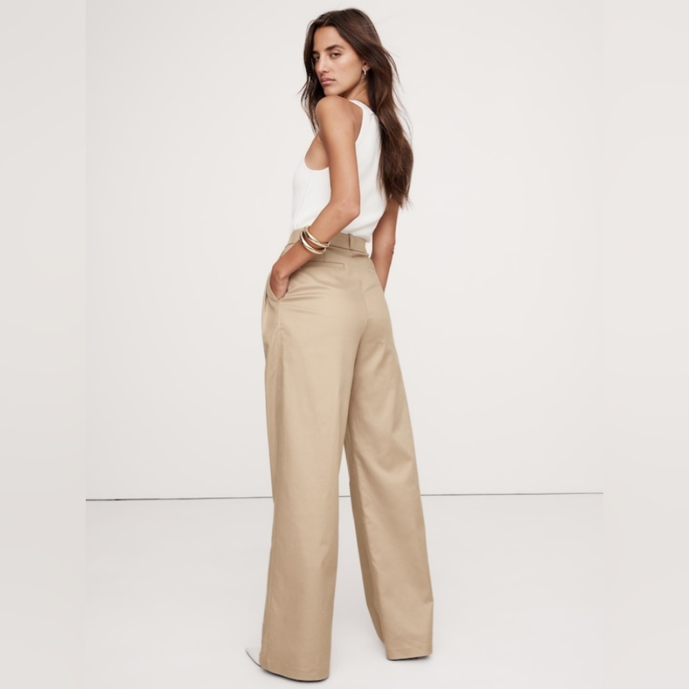 Banana Republic Carmel Pleated Wide-Leg Pant River Bank Tan - Picture 3 of 4